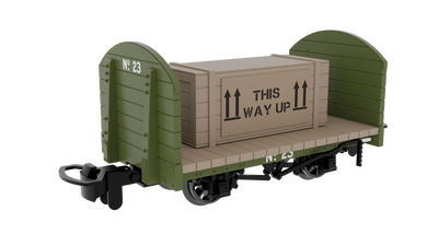 009 Round Ended Flat - Plain Green No.23 (with removable crate)