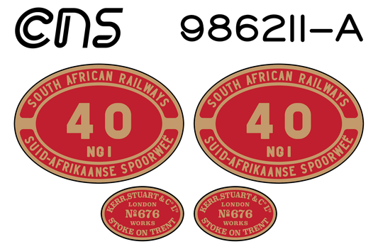4mm Scale Rapido UK - South African Railways NG1 Number and works plates set