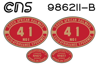 4mm Scale Rapido UK - South African Railways NG1 Number and works plates set